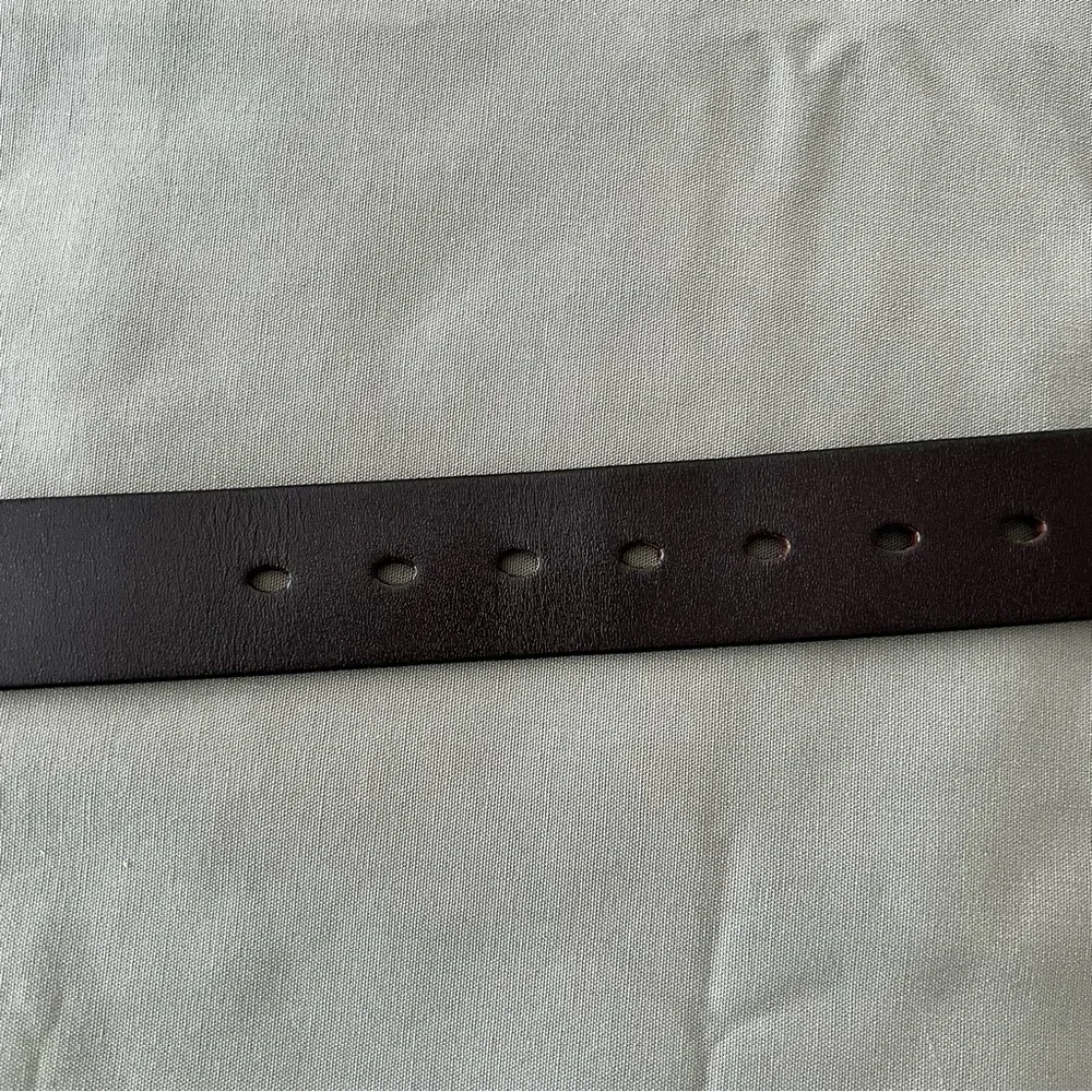 100% Leather Brown Belt with Silver-Tone Buckle 38